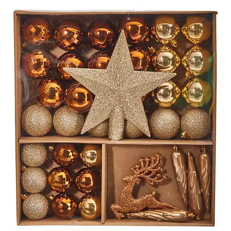 Christmas Ornaments>Kirklands Home 40-pc. Christmas Ornament & Star Topper Set Gold