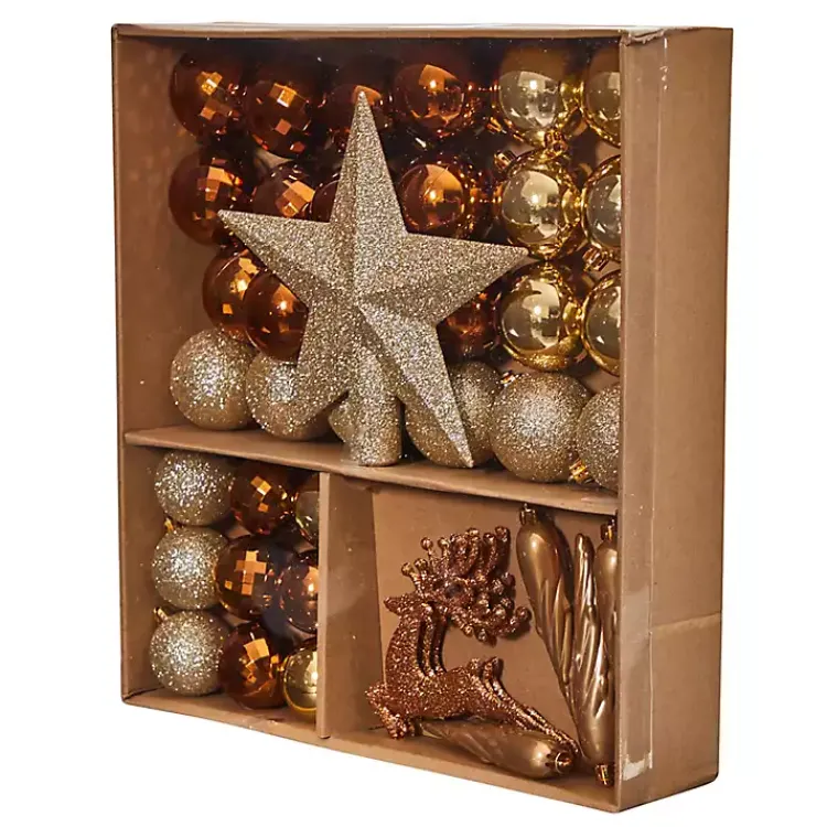 Christmas Ornaments>Kirklands Home 40-pc. Christmas Ornament & Star Topper Set Gold