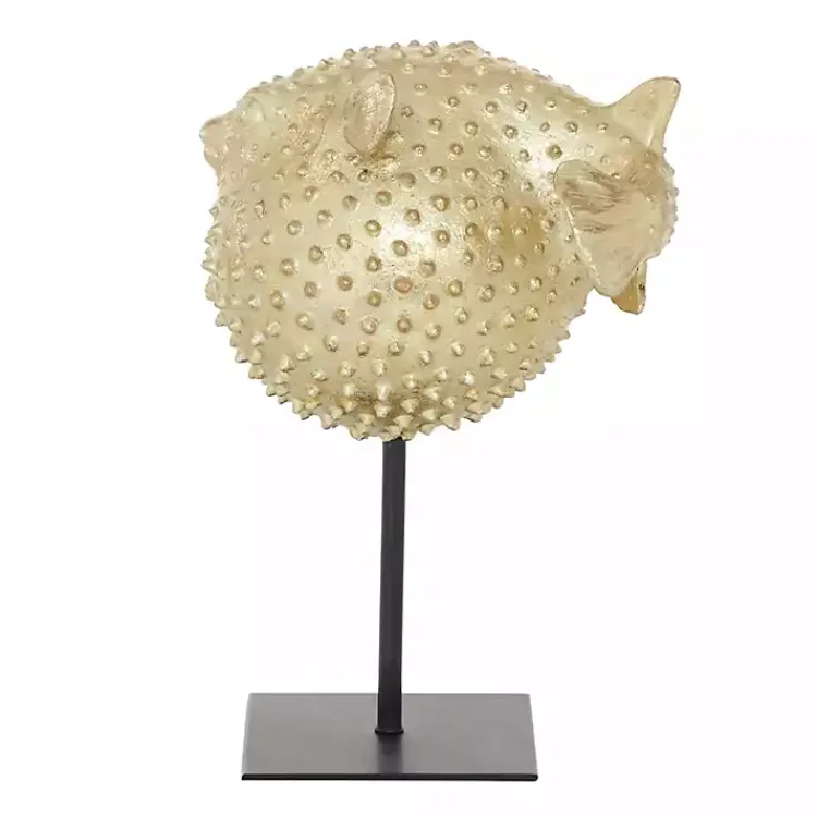 Statues & Figurines>Kirklands Home Gold Puffer Fish Sculpture