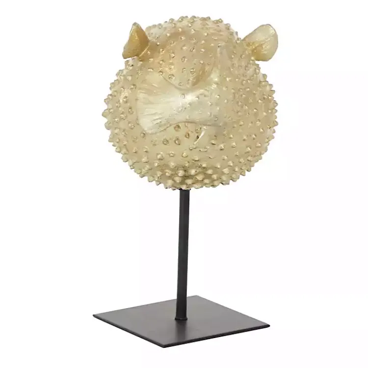 Statues & Figurines>Kirklands Home Gold Puffer Fish Sculpture
