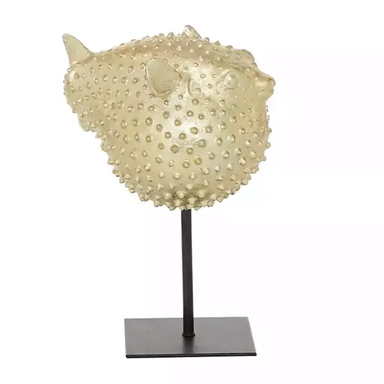 Statues & Figurines>Kirklands Home Gold Puffer Fish Sculpture