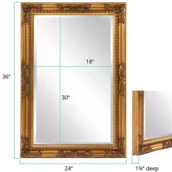 Kirklands Home Queen Ann Rectangular Wall Mirror Gold New