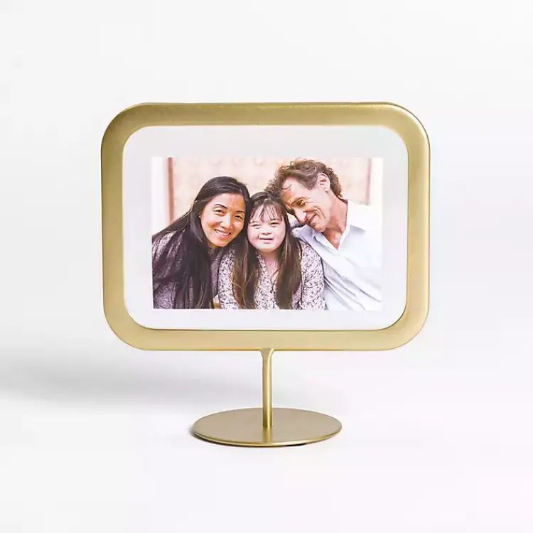 Picture Frames>Kirklands Home Rectangular Floating Picture Frame Stand, 4x6 Gold