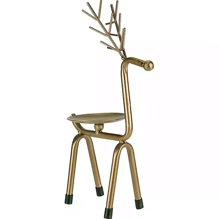 Christmas Decorations>Kirklands Home Reindeer Pillar Candle Holder, 10 in. Gold