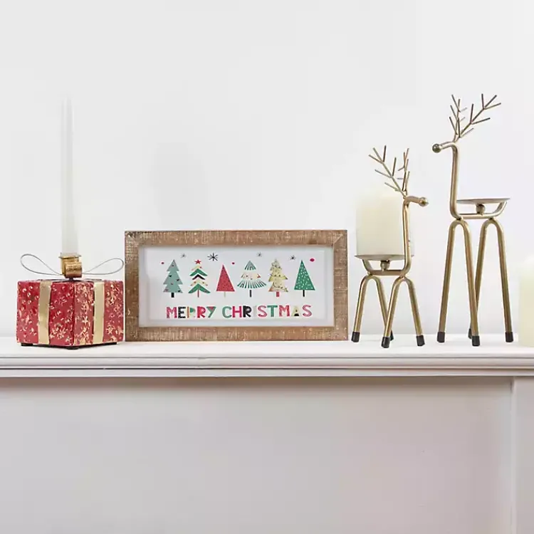 Christmas Decorations>Kirklands Home Reindeer Pillar Candle Holder, 10 in. Gold