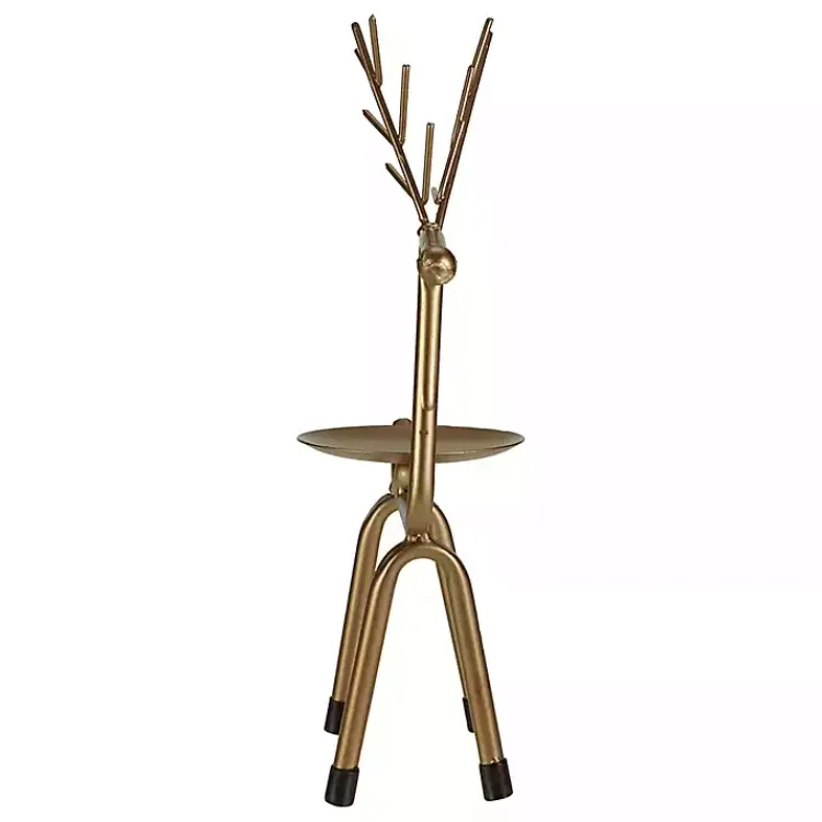 Christmas Decorations>Kirklands Home Reindeer Pillar Candle Holder, 10 in. Gold