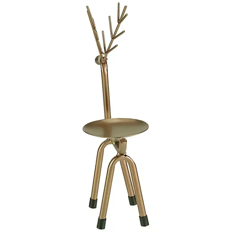 Christmas Decorations>Kirklands Home Reindeer Pillar Candle Holder, 10 in. Gold