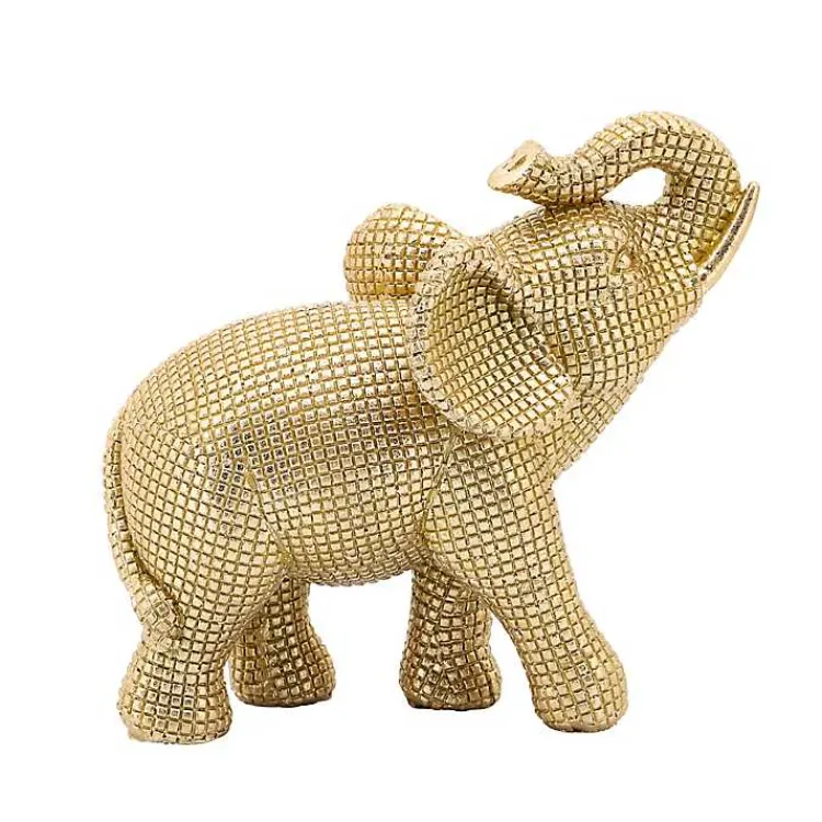 Statues & Figurines>Kirklands Home Resin Elephant Figurine Gold