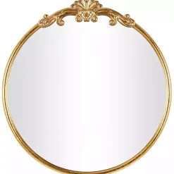 Kirklands Home Gold Round Baroque Wall Mirror Outlet