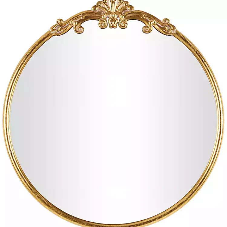 Kirklands Home Gold Round Baroque Wall Mirror Outlet
