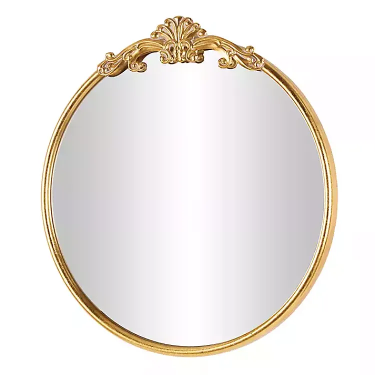 Kirklands Home Gold Round Baroque Wall Mirror Outlet