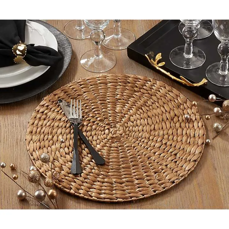 Kirklands Home Round Woven Rattan Placemats, Set of 4 Gold Hot