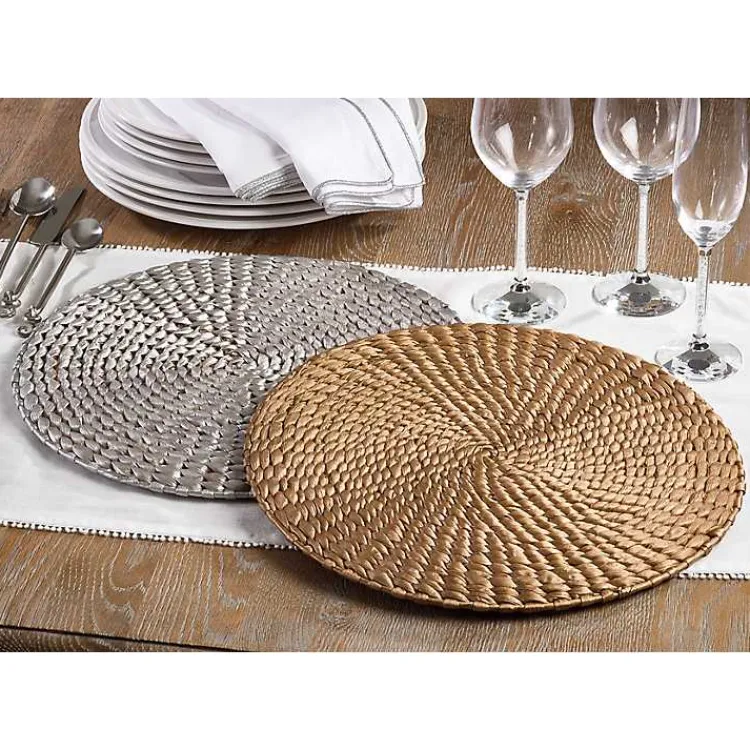 Kirklands Home Round Woven Rattan Placemats, Set of 4 Gold Hot