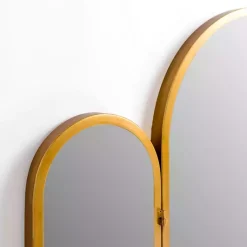 Kirklands Home Rounded Edge Trifold Wall Mirror Gold New