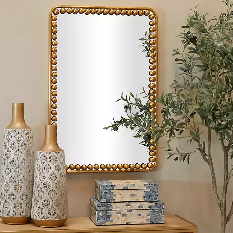 Kirklands Home Gold Rounded Rectangle Wall Mirror New
