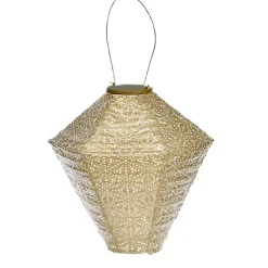 Kirklands Home Sashiko Diamond Hanging LED Outdoor Lantern Gold Clearance