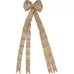 Christmas Tree Decorations>Kirklands Home Gold Scroll Burlap Bow Tree Topper