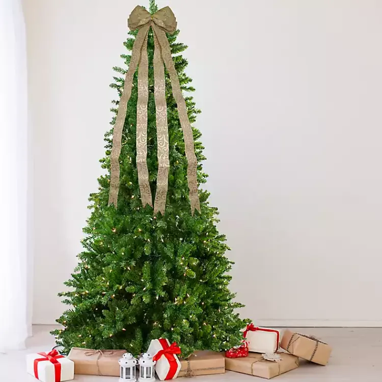 Christmas Tree Decorations>Kirklands Home Gold Scroll Burlap Bow Tree Topper