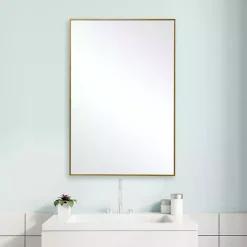 Kirklands Home Simple Frame Rectangle Wall Mirror Gold Hot