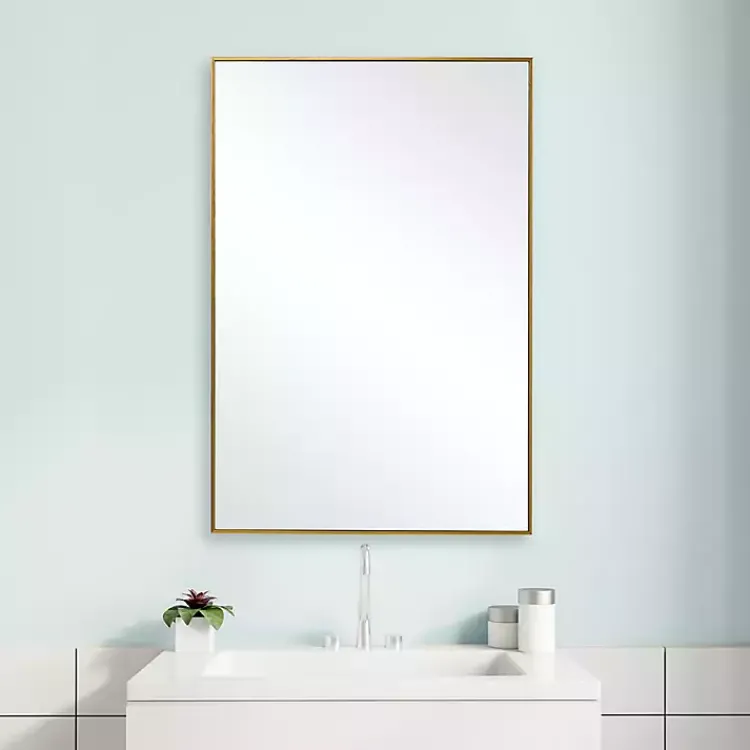 Kirklands Home Simple Frame Rectangle Wall Mirror Gold Hot