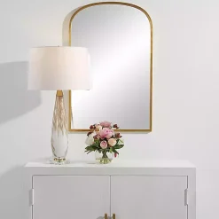 Kirklands Home Gold Simple Round Top Wall Mirror New