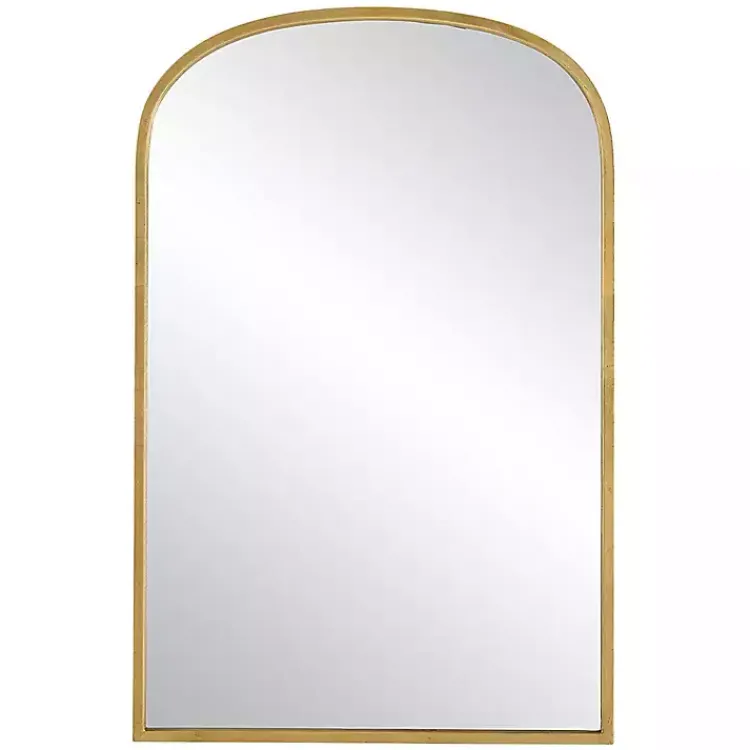 Kirklands Home Gold Simple Round Top Wall Mirror New