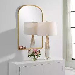 Kirklands Home Gold Simple Round Top Wall Mirror New