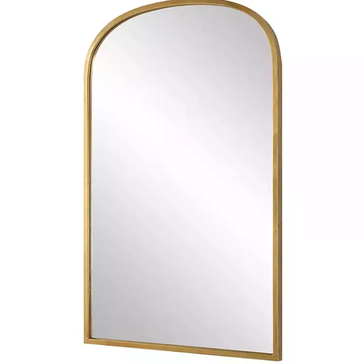 Kirklands Home Gold Simple Round Top Wall Mirror New