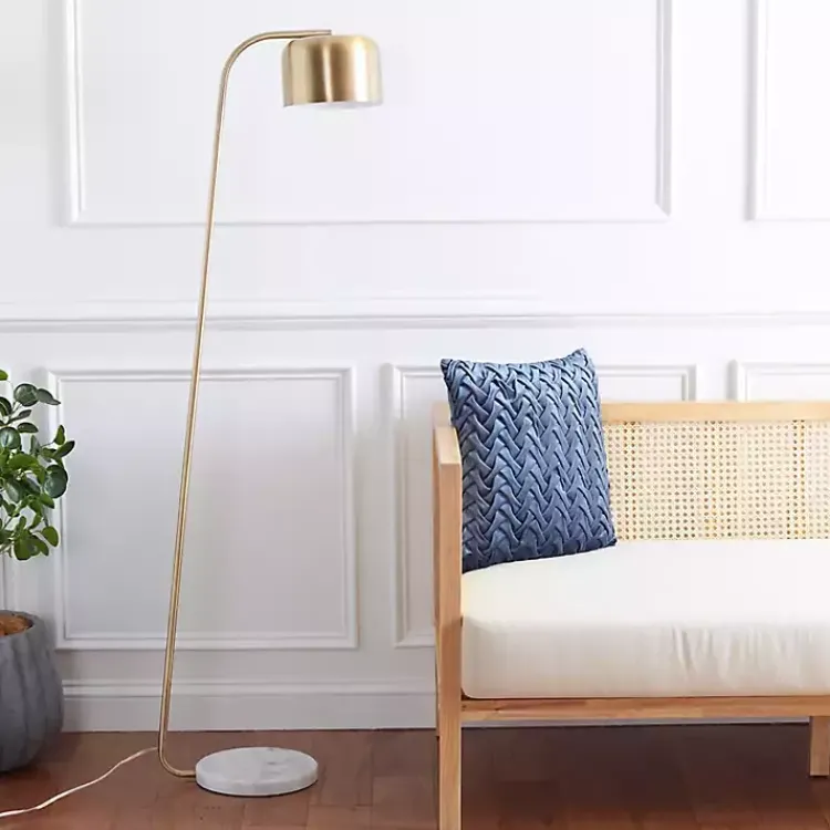 Kirklands Home Slanted Modern Floor Lamp with Marble Base Gold Outlet