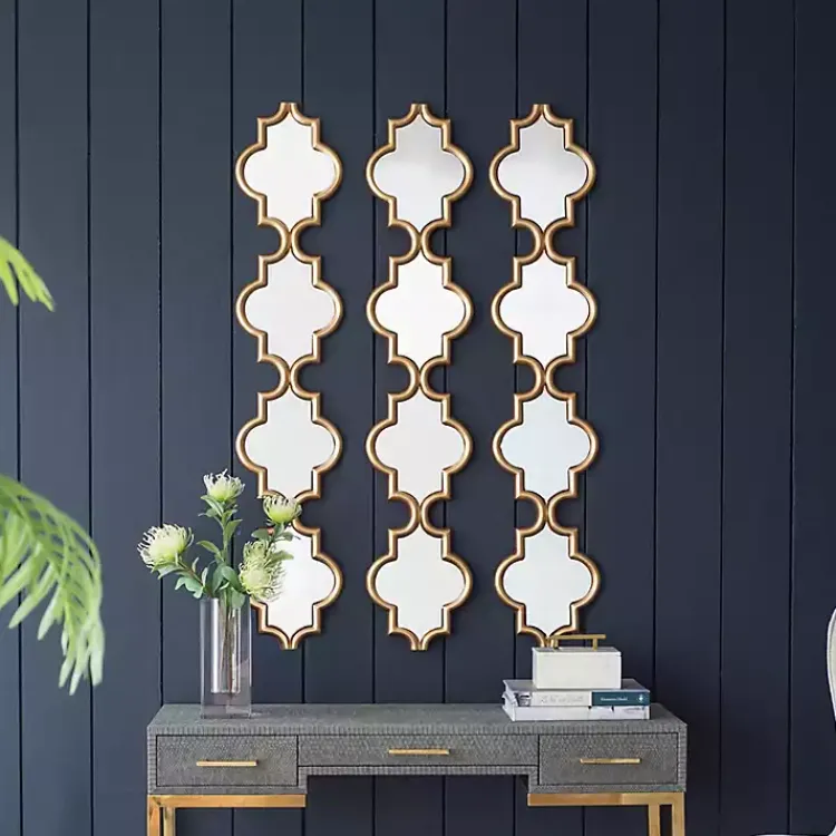 Kirklands Home Slim Stacked Trellis Wall Mirror Gold Best
