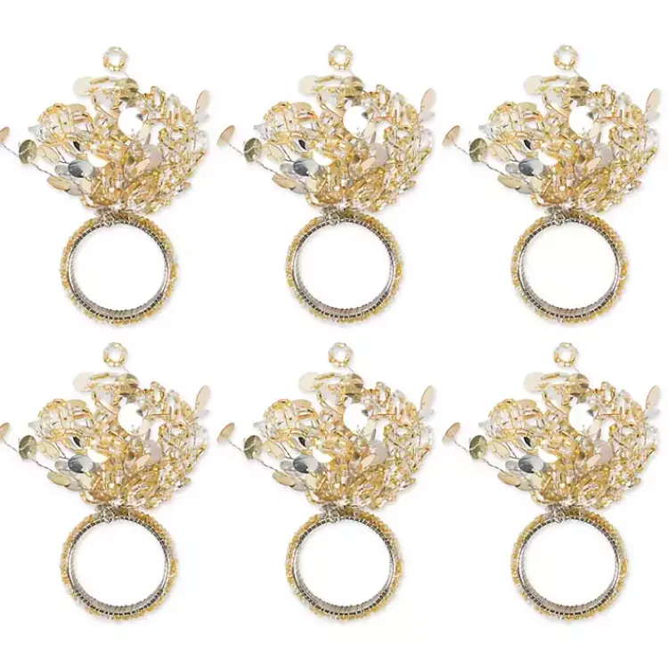 Christmas Dining & Entertaining>Kirklands Home Sparkle Napkin Rings, Set of 6 Gold