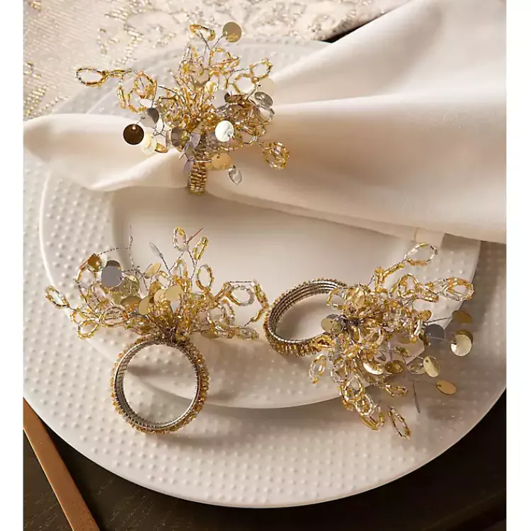 Christmas Dining & Entertaining>Kirklands Home Sparkle Napkin Rings, Set of 6 Gold