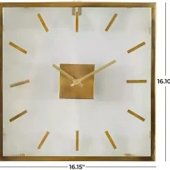 Kirklands Home Gold Square Minimalist Wall Clock Outlet