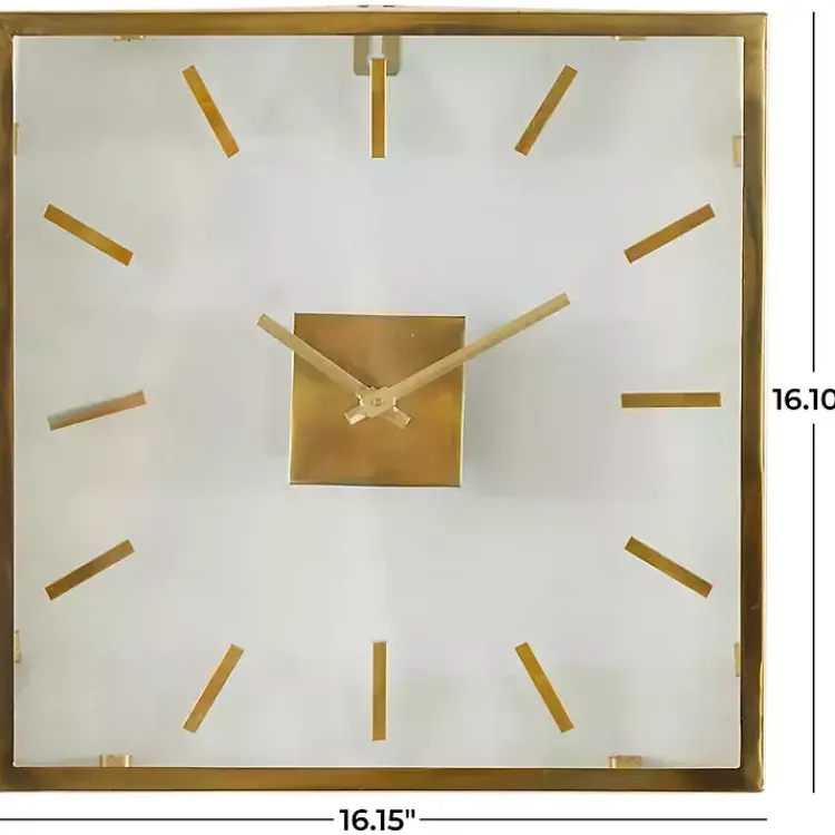 Kirklands Home Gold Square Minimalist Wall Clock Outlet