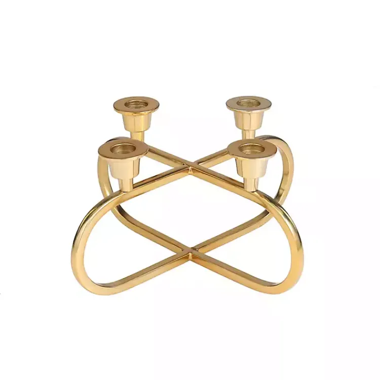 Candle Holders>Kirklands Home Stainless Steel Geometric Candle Holder Gold