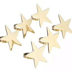 Kirklands Home Gold Star Napkin Rings, Set of 6 New