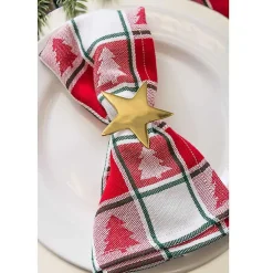 Kirklands Home Gold Star Napkin Rings, Set of 6 New