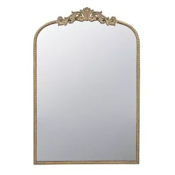 Kirklands Home Gold Studded Scroll Arched Mirror, 36 in.