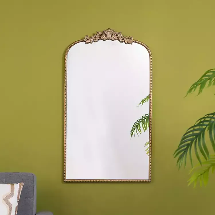 Kirklands Home Gold Studded Scroll Arched Mirror, 42 in. Outlet