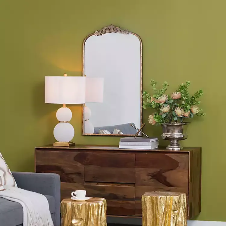 Kirklands Home Gold Studded Scroll Arched Mirror, 42 in. Outlet
