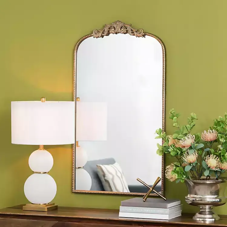 Kirklands Home Gold Studded Scroll Arched Mirror, 42 in. Outlet