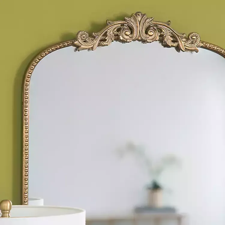 Kirklands Home Gold Studded Scroll Arched Mirror, 42 in. Outlet