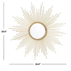 Kirklands Home Gold Sunburst Nahla Wall Mirror New