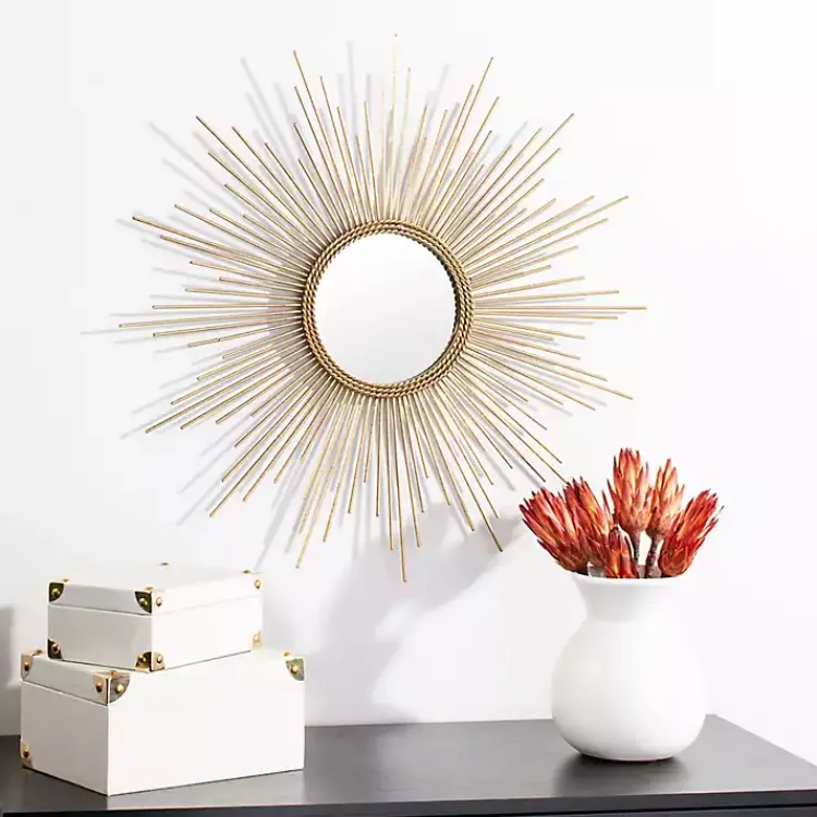 Kirklands Home Gold Sunburst Nahla Wall Mirror New