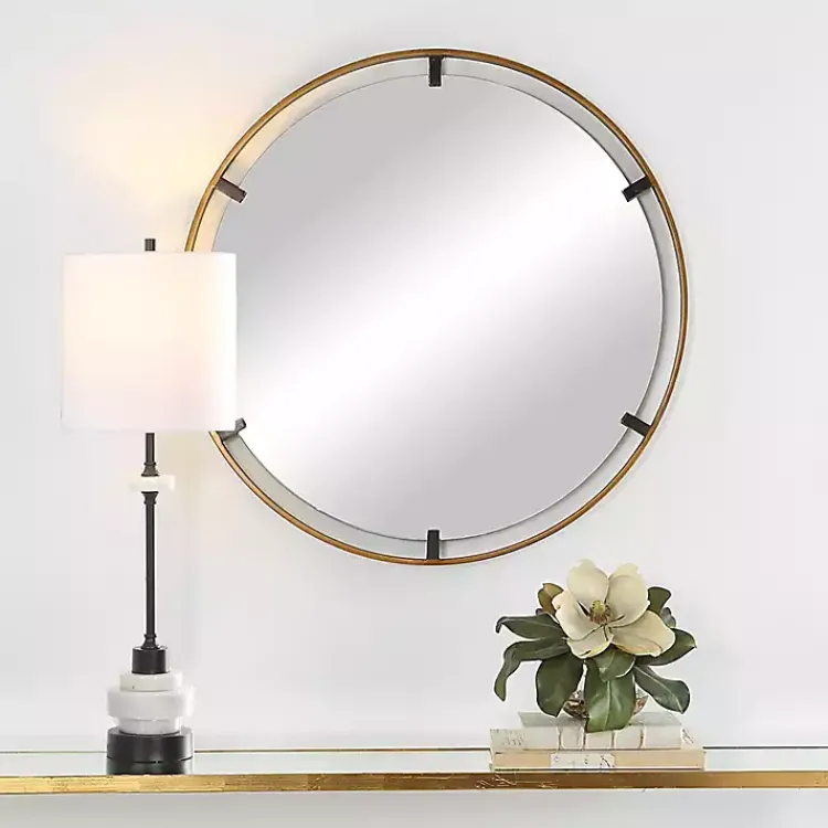 Kirklands Home Gold Suspended Round Wall Mirror Best