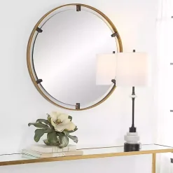 Kirklands Home Gold Suspended Round Wall Mirror Best
