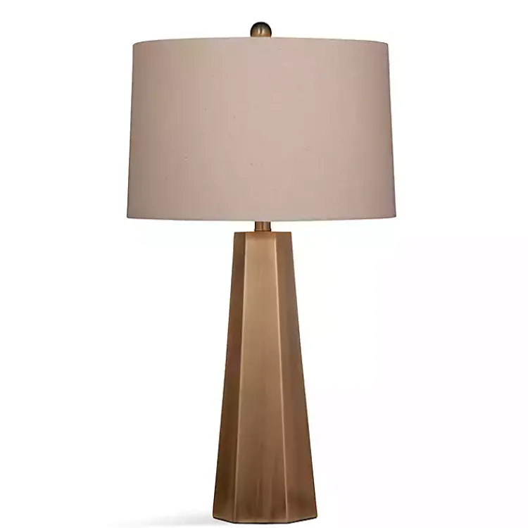 Kirklands Home Gold Tapered Hexagon Table Lamp Tan Outlet