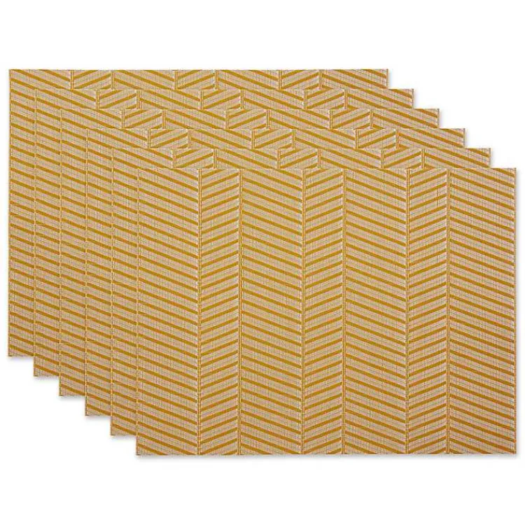 Kirklands Home Textured Twill Weave Placemats, Set of 6 Gold New