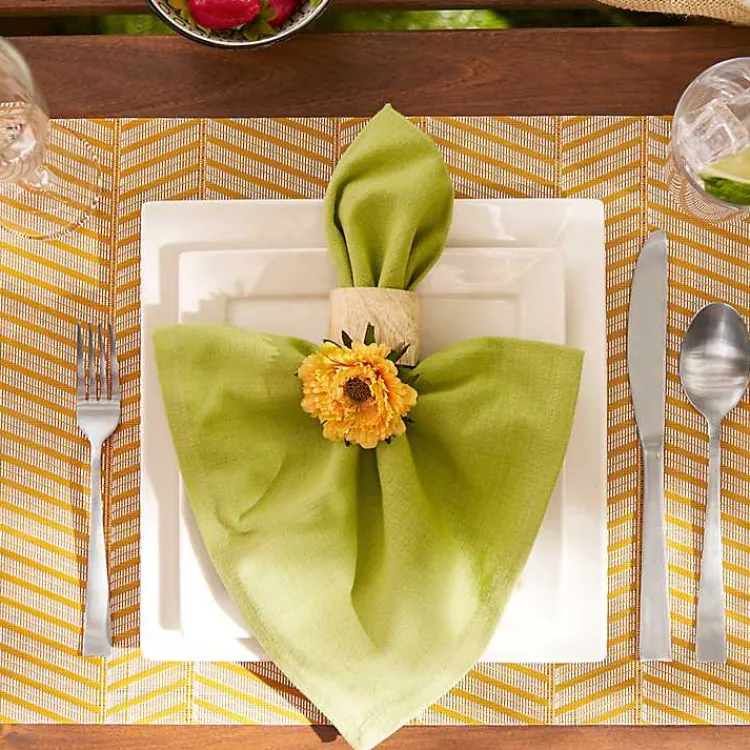 Kirklands Home Textured Twill Weave Placemats, Set of 6 Gold New