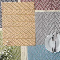 Kirklands Home Textured Twill Weave Placemats, Set of 6 Gold New
